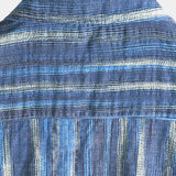 Retro Stijl Korte Mouwen Hemd in Blauwe Strepen voor Mannen