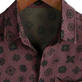 Klassieke Retro Korte Mouwen Katoenen Overhemd met Geometrische Print voor Mannen