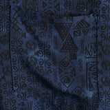 Heren Korte Mouwen Katoenen Boho Shirt in Marineblauw met Geometrisch Tribalpatroon