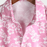 Katoenen Zomeroverhemd met Korte Mouwen voor Mannen in de Kleur Roze