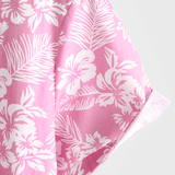 Katoenen Zomeroverhemd met Korte Mouwen voor Mannen in de Kleur Roze