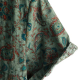 Vintage Katoenen Overhemd met Korte Mouwen en Retro Paisley Knopen in Groen voor Mannen uit de Jaren '70