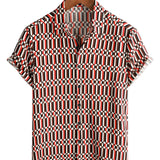 Katoenen Zomer Overhemd in Retro Stijl met Korte Mouwen voor Mannen