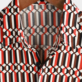 Katoenen Zomer Overhemd in Retro Stijl met Korte Mouwen voor Mannen