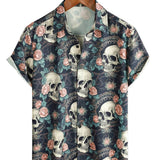 Katoenen T-shirt voor de Zomer met Korte Mouwen voor Mannen met Punk Rock Skul
