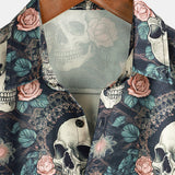 Katoenen T-shirt voor de Zomer met Korte Mouwen voor Mannen met Punk Rock Skul