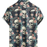 Katoenen T-shirt voor de Zomer met Korte Mouwen voor Mannen met Punk Rock Skul