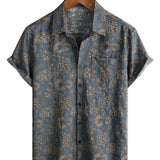 Heren Katoenen Overhemd met Vintage Retro Bloemen Paisley Patroon uit de Jaren '70 met Knopen en Korte Mouwen voor het Strand