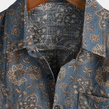 Heren Katoenen Overhemd met Vintage Retro Bloemen Paisley Patroon uit de Jaren '70 met Knopen en Korte Mouwen voor het Strand