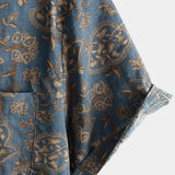 Heren Katoenen Overhemd met Vintage Retro Bloemen Paisley Patroon uit de Jaren '70 met Knopen en Korte Mouwen voor het Strand