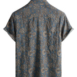 Heren Katoenen Overhemd met Vintage Retro Bloemen Paisley Patroon uit de Jaren '70 met Knopen en Korte Mouwen voor het Strand