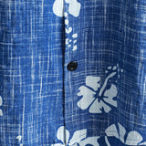 Hawaiiaanse Katoenen Overhemden voor Mannen met Korte Mouwen en Knopen in Blauw Bloemenpatroon