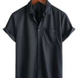 Zomer Katoenen Overhemd met Korte Mouwen en Knopen voor Mannen, Casual Stijl, Losse Pasvorm, Strand