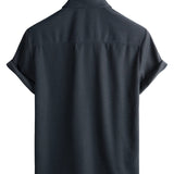Zomer Katoenen Overhemd met Korte Mouwen en Knopen voor Mannen, Casual Stijl, Losse Pasvorm, Strand