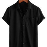 Zomer Katoenen Overhemd met Korte Mouwen en Knopen voor Mannen, Casual Stijl, Losse Pasvorm, Strand