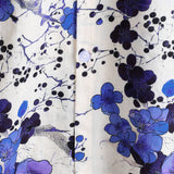 Heren Katoenen Retro Bloemen Overhemd Blauw voor de Zomer met Korte Mouwen