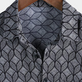 Korte Mouwen Katoenen Shirt met Pocket in Retro Geometrisch Patroon voor Mannen