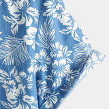 Aloha Hemd met Korte Mouwen in Blauwe Tropische Bloemenprint voor Mannen