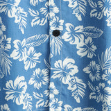 Aloha Hemd met Korte Mouwen in Blauwe Tropische Bloemenprint voor Mannen