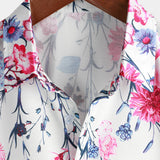 Katoenen Bloemenoverhemden voor Mannen, Zomer T-shirt met Bloemenpatroon en Korte Mouwen
