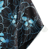 Korte Mouwen Katoenen Overhemd met Skull Bloemknopen Blauw Casual voor Mannen