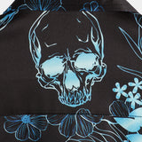 Korte Mouwen Katoenen Overhemd met Skull Bloemknopen Blauw Casual voor Mannen