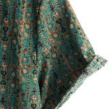 Heren Vintage Katoenen Overhemd met Paisley Patroon uit de Jaren '70, Groen, Boho, Retro, Tribaal, met Korte Mouwen
