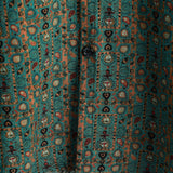 Heren Vintage Katoenen Overhemd met Paisley Patroon uit de Jaren '70, Groen, Boho, Retro, Tribaal, met Korte Mouwen