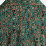 Heren Vintage Katoenen Overhemd met Paisley Patroon uit de Jaren '70, Groen, Boho, Retro, Tribaal, met Korte Mouwen