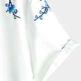 Casual Overhemd met Korte Mouwen van Katoen met Knopen voor Mannen in Blauw met Bloemenpatroon