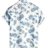 Korte Mouwen Ademend Katoenen Shirt met Esdoornbladpatroon voor Mannen