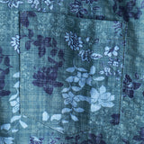 Retro Casual Katoenen Overhemd met Korte Mouwen en Bloemenzak in Blauwe Kleur voor Mannen