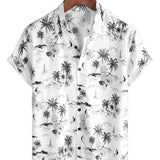 Witte Aloha Overhemd met Korte Mouwen van Katoen met Tropisch Ananas en Palm Motief voor Mannen