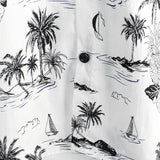 Witte Aloha Overhemd met Korte Mouwen van Katoen met Tropisch Ananas en Palm Motief voor Mannen