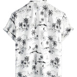 Witte Aloha Overhemd met Korte Mouwen van Katoen met Tropisch Ananas en Palm Motief voor Mannen