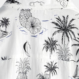 Witte Aloha Overhemd met Korte Mouwen van Katoen met Tropisch Ananas en Palm Motief voor Mannen