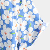 Zomer Heren Katoenen Bloemen Overhemd, Casual, Slank, Korte Mouwen, Lichtblauwe Kleur