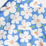 Zomer Heren Katoenen Bloemen Overhemd, Casual, Slank, Korte Mouwen, Lichtblauwe Kleur