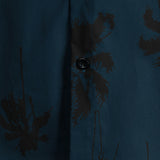Hawaiiaanse korte mouwen katoenen overhemd met palmprint voor mannen, marineblauw