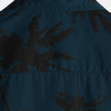 Hawaiiaanse korte mouwen katoenen overhemd met palmprint voor mannen, marineblauw