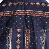 Korte Mouw Katoenen Overhemd met Knopen voor Mannen, Retro uit de Jaren '70, Strepen, Marineblauw, Vintage