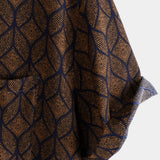 Korte Mouwen Katoenen Overhemd met Pocket in Retro Geometrisch Patroon in Bruine Kleur voor Mannen