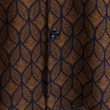 Korte Mouwen Katoenen Overhemd met Pocket in Retro Geometrisch Patroon in Bruine Kleur voor Mannen