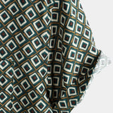 Casual Overhemd met Korte Mouwen en Geometrisch Patroon voor Mannen