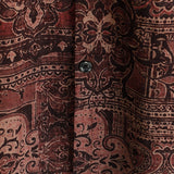 Heren Katoenen Retro Overhemd met Paisley Bloemenpatroon, Met Knopen, Vintage, Voor Vakantie, Westers, Bruin, Korte Mouw