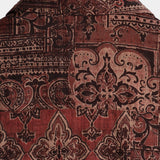 Heren Katoenen Retro Overhemd met Paisley Bloemenpatroon, Met Knopen, Vintage, Voor Vakantie, Westers, Bruin, Korte Mouw