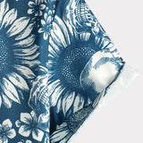 Hawaiiaanse shirt van katoen met schedelvormige knopen voor mannen, korte mouwen, blauw, rock and roll