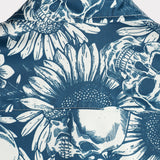 Hawaiiaanse shirt van katoen met schedelvormige knopen voor mannen, korte mouwen, blauw, rock and roll