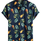 Hawaiiaanse Overhemd met Korte Mouwen van Katoen met Ananasprint voor Mannen