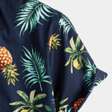 Hawaiiaanse Overhemd met Korte Mouwen van Katoen met Ananasprint voor Mannen